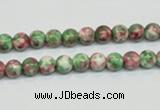 CRF21 15.5 inches 4mm round dyed rain flower stone beads wholesale