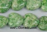 CRF214 15.5 inches 18*18mm heart dyed rain flower stone beads