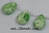 CRF228 Top-drilled 13*18mm flat teardrop dyed rain flower stone beads