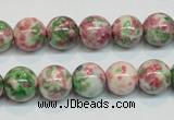 CRF25 15.5 inches 12mm round dyed rain flower stone beads wholesale