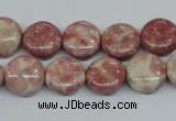 CRF255 15.5 inches 10mm flat round dyed rain flower stone beads