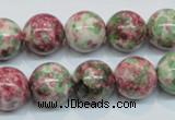 CRF26 15.5 inches 14mm round dyed rain flower stone beads wholesale