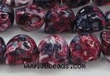 CRF364 15.5 inches 11*12mm skull dyed rain flower stone beads