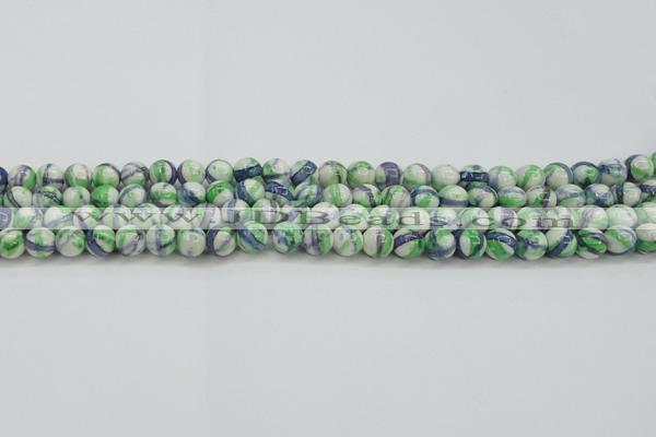 CRF387 15.5 inches 6mm round dyed rain flower stone beads wholesale