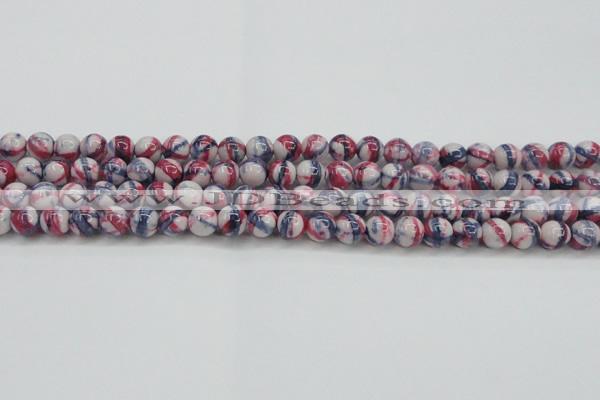 CRF406 15.5 inches 8mm round dyed rain flower stone beads wholesale