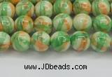 CRF417 15.5 inches 6mm round dyed rain flower stone beads wholesale