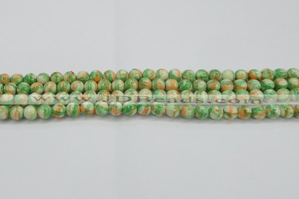 CRF417 15.5 inches 6mm round dyed rain flower stone beads wholesale