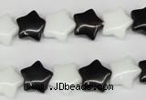 CRG01 15.5 inches 12*12mm star black & white agate beads wholesale