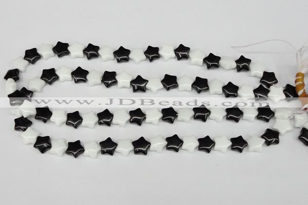 CRG01 15.5 inches 12*12mm star black & white agate beads wholesale