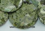 CRH109 15.5 inches 30mm faceted flat round rhyolite beads wholesale