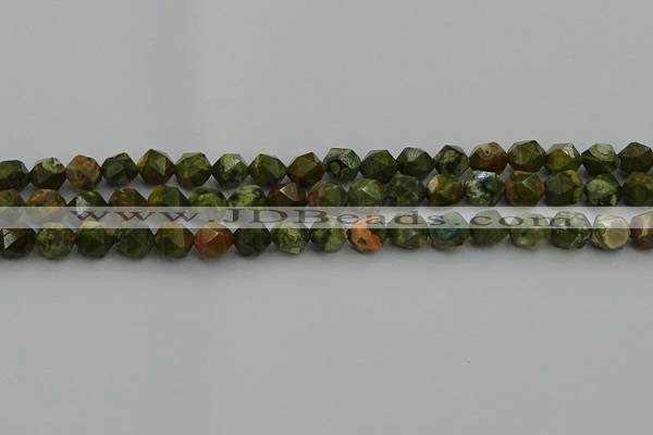 CRH162 15.5 inches 8mm faceted nuggets rhyolite gemstone beads