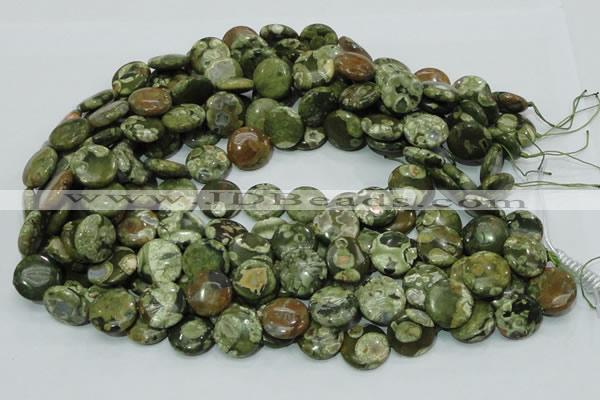 CRH36 15.5 inches 12mm flat round rhyolite beads wholesale