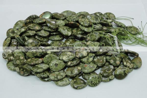 CRH48 15.5 inches 18*25mm flat teardrop rhyolite beads wholesale