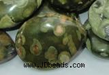 CRH50 15.5 inches 30*40mm flat teardrop rhyolite beads wholesale