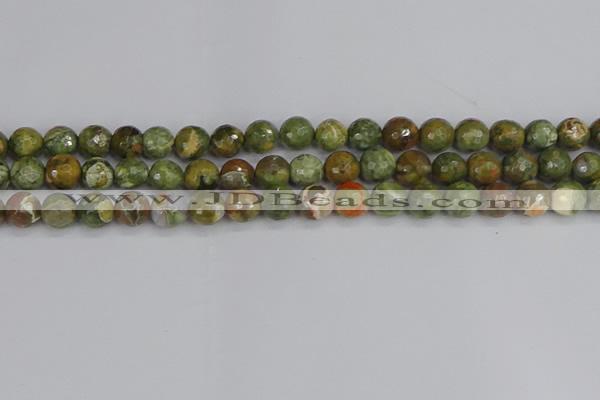 CRH528 15.5 inches 8mm faceted round rhyolite beads wholesale