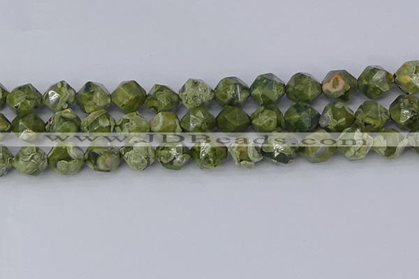 CRH538 15.5 inches 12mm faceted nuggets rhyolite gemstone beads