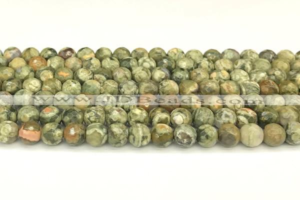 CRH580 15 inches 6mm faceted round rhyolite beads wholesale