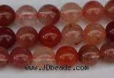 CRH601 15.5 inches 6mm round red rabbit hair quartz beads