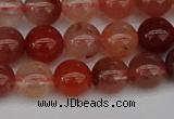 CRH602 15.5 inches 8mm round red rabbit hair quartz beads