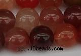 CRH604 15.5 inches 12mm round red rabbit hair quartz beads