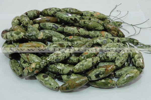 CRH72 15.5 inches 15*40mm faceted rice rhyolite beads wholesale