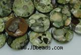 CRH86 15.5 inches 16mm faceted flat round rhyolite beads wholesale