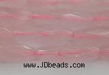 CRI02 15.5 inches 10*30mm faceted rice rose quartz beads wholesale