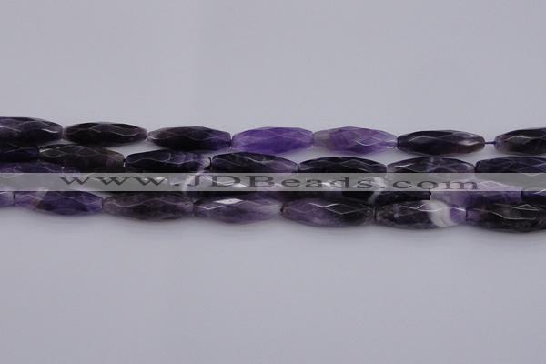 CRI05 15.5 inches 10*30mm faceted rice dogtooth amethyst beads