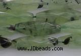 CRI07 15.5 inches 10*30mm faceted rice green rutilated quartz beads