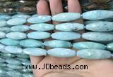 CRI111 15.5 inches 10*30mm faceted rice amazonite gemstone beads