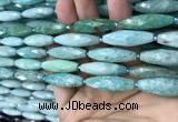 CRI112 15.5 inches 10*30mm faceted rice amazonite gemstone beads