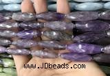 CRI118 15.5 inches 10*30mm faceted rice amethyst gemstone beads