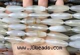 CRI123 15.5 inches 10*30mm faceted rice agate gemstone beads