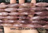 CRI138 15.5 inches 10*30mm faceted rice strawberry quartz beads