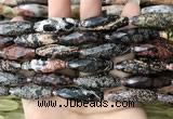 CRI141 15.5 inches 10*30mm faceted rice snowflake obsidian beads