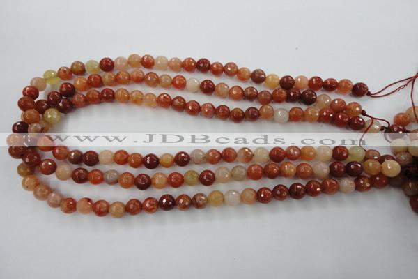 CRJ252 15.5 inches 8mm faceted round red jade gemstone beads