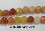 CRJ402 15.5 inches 8mm faceted round red & yellow jade beads