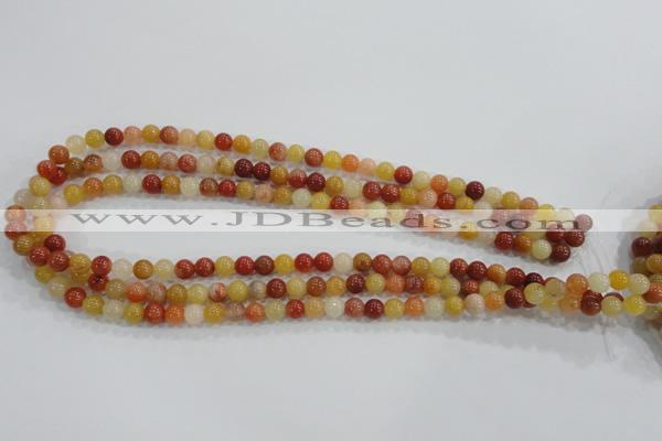 CRJ412 15.5 inches 6mm round red & yellow jade beads wholesale