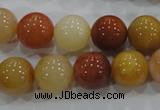 CRJ416 15.5 inches 14mm round red & yellow jade beads wholesale