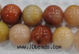 CRJ417 15.5 inches 16mm round red & yellow jade beads wholesale