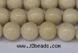 CRJ602 15.5 inches 8mm round white fossil jasper beads wholesale