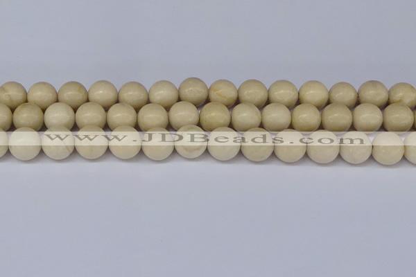 CRJ604 15.5 inches 12mm round white fossil jasper beads wholesale