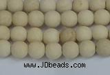 CRJ610 15.5 inches 4mm round matte white fossil jasper beads