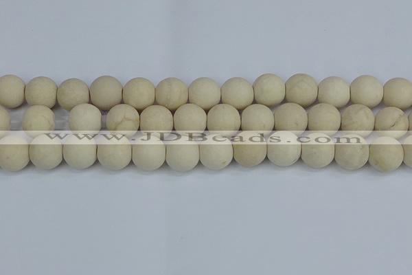 CRJ613 15.5 inches 10mm round matte white fossil jasper beads