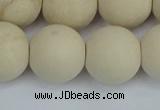 CRJ615 15.5 inches 14mm round matte white fossil jasper beads