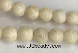 CRJ620 15.5 inches 4mmm round white fossil jasper beads wholesale