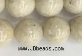 CRJ623 15.5 inches 10mm round white fossil jasper beads wholesale