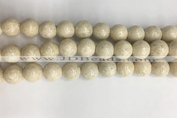 CRJ624 15.5 inches 12mm round white fossil jasper beads wholesale