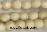 CRJ626 15.5 inches 4mmm faceted round white fossil jasper beads