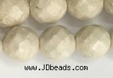 CRJ628 15.5 inches 8mm round white fossil jasper beads wholesale